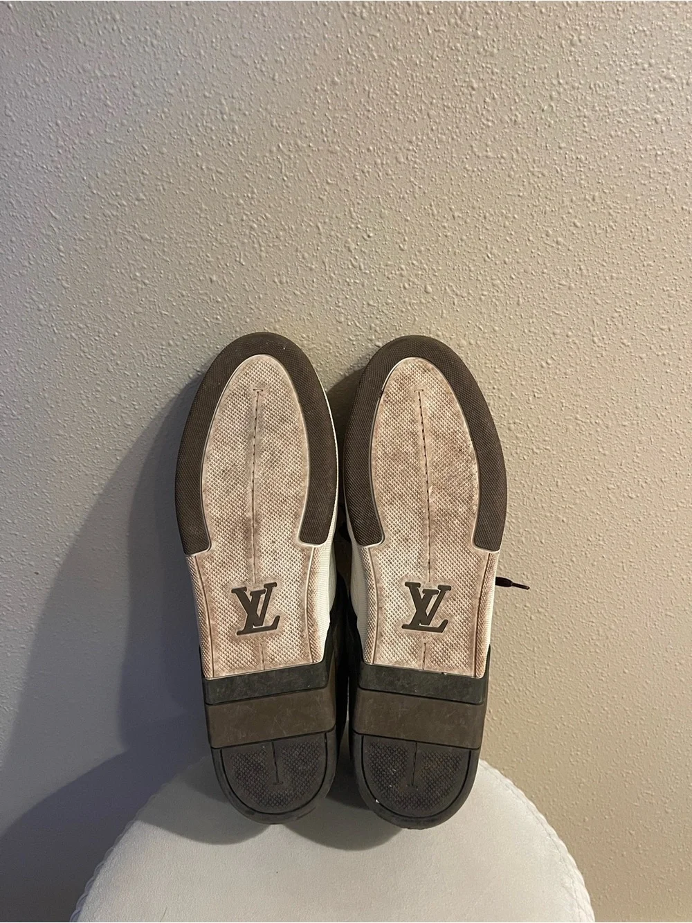 Louis Vuitton Brown, White & Gray Low-Top Sneakers